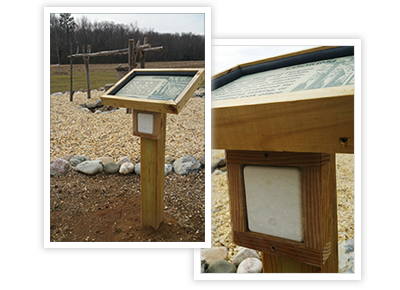 Outdoor beacon for park tour with custom housing and sign